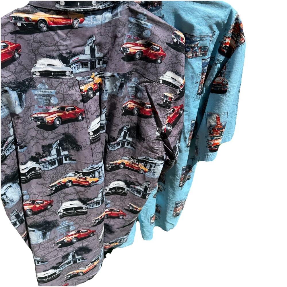 Vintage Lot 2 Clearwater Outfitters XXL Classic Car Mustang Button Shirts